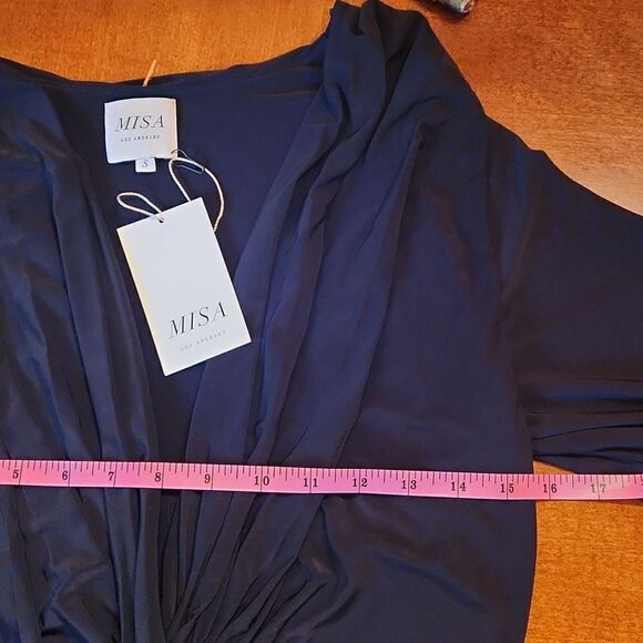 MISA Los Angeles V-Neck Cocktail Party Formal Sheath Mini Dress, Small, Black - Picture 7 of 11